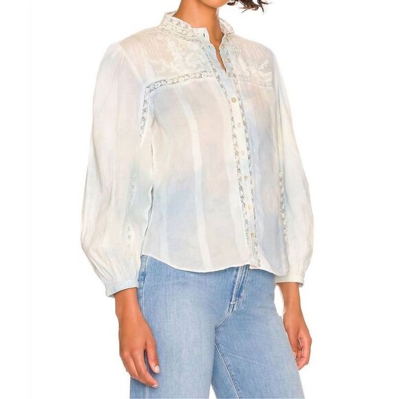 NWT LoveShackFancy Ronda Top In Lily Pond Hand Dye Size Medium $225 MSRP - Picture 2 of 8